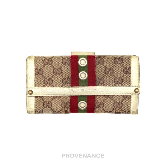 🔴 Gucci GG Canvas Long Wallet - White with Web - Picture 1 of 8